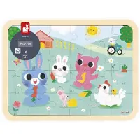 Janod Houten Puzzel 24 Stukken Kinderen Vanaf 4 Jaar - Thema Boerderij - Inclusief Model + Vijf Fouten Spel op het Bord