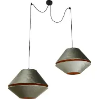 QAZQA Hanglamp zwart met dubbele velours lampenkap groen met gouden binnenkant 2-lichts - Cava Luxe