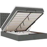 vidaXL Ottoman bed met matras en LED's 140x190cm stof donkergrijs