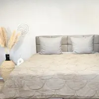 HappyBed All year dekbed enkel 240x200 - Lits Jumeaux - Teddy/velvet - Wasbaar dekbed zonder overtrek - Bedrukt dekbed zonder hoes - Hoesloos Dekbed met Print - Taupe