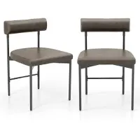 Costway Set van 2 eetkamerstoelen, keukenstoel van pvc-leer met gevoerde rugleuning en U-vormige zitting, kuipstoel met metalen poten, woonkamerstoel voor eetkamer, keuken (grijs, 2)