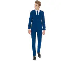Oppo Merchandise Group B.V. kostuum Navy Royale blauw Jongens Polyester Reverskraag Effen - maat 134/140