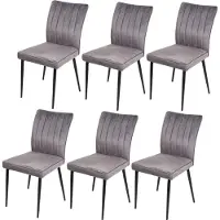 Mendler Set van 6 eetkamerstoelen -K16, stoel keukenstoel, fluweel metaal ~ donkergrijs