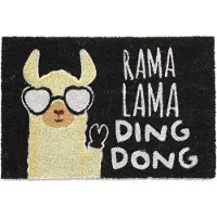 Relaxdays deurmat lama - kokos - weervast - 60x40 - kokosmat voordeur - met grappige tekst
