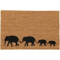 Relaxdays deurmat kokos - olifantenfamilie - 60x40cm - kokos - antislip - weerbestendig