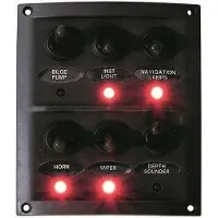 BREG Boot schakelaar 12V met 6 waterdichte tuimelschakelaars / LED