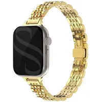 Selencia Slim Steel Jubilee Inspired schakelbandje voor de Apple Watch | 38/40/41/42 mm - Goud