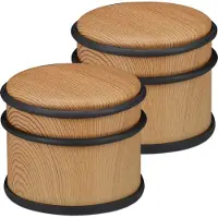 Relaxdays deurstopper houtlook - set van 2 - antislip deurstop - rond - rvs - binnendeuren