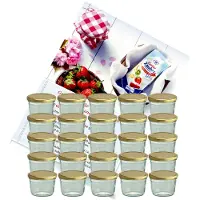 MamboCat Set van 25 bekers 230 ml jampot inmaakpot Inmaakpot Naar 82 gouden deksel incl. diamanten suiker gelei receptenboekje