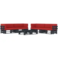 vidaXL Tweezitsbank pallet met kussens zwart geïmpregneerd grenenhout