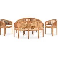 vidaXL 5-delige Loungeset banaanvormig massief teakhout