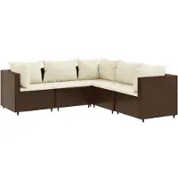 vidaXL 6-delige Loungeset met kussens poly rattan bruin