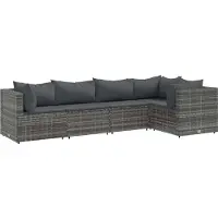 vidaXL 6-delige loungeset voor de tuin met kussens, grijs, polyrotan