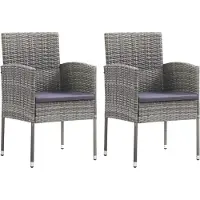 vidaXL Tuinstoelen 4 st met donkergrijze kussens poly rattan grijs