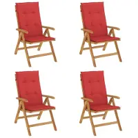 vidaXL Verstelbare klapstoelen met kussens, 2 stuks, massief teakhout