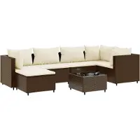 vidaXL 7-delige Loungeset met kussens poly rattan bruin