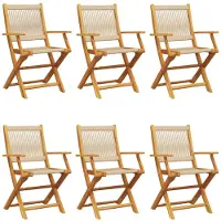 vidaXL Opklapbare stoelen, 8 stuks, beige, massief acaciahout
