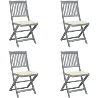 vidaXL Set van 2 klapstoelen met kussens, gemaakt van massief acaciahout.