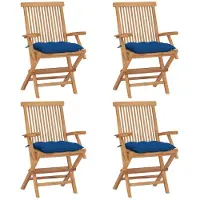 vidaXL Tuinstoelen 6 st met blauwe kussens massief teakhout