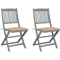 vidaXL Set van 2 klapstoelen met kussens, gemaakt van massief acaciahout.