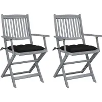 vidaXL Inklapbare stoelen 8 st met kussens massief acaciahout