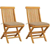 vidaXL Tuinstoelen 2 st met beige kussens massief teakhout