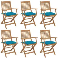vidaXL Tuinstoelen 6 st inklapbaar met kussens massief acaciahout