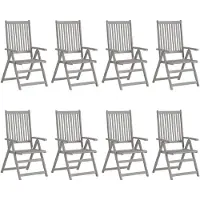 vidaXL Tuinstoelen 8 st verstelbaar massief acaciahout grijs