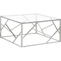 vidaXL Salontafel roestvrijstaal en gehard glas zilverkleurig