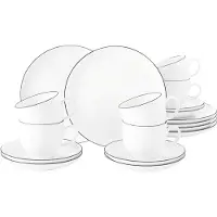 Seltmann Lido black line koffieservies 18-delig Wit met zwarte rand