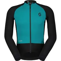 SCOTT Heren RC Pro Warm Hybrid Windstopper Long Sleeve Jas Zwart/Turquoise || Maat: L