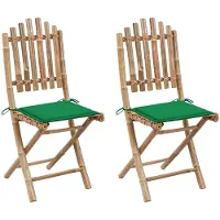 vidaXL Opklapbare stoelen (2 stuks) met kussens, bamboe