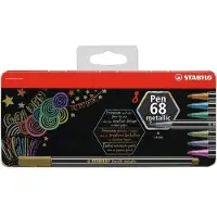 Stabilo Pen 68 Metallic - Premium Metallic Viltstift - Metalen Etui Met 8 Kleuren