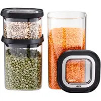 GEFU PANTRY Voorraadbussenset – 3-delig – Borosilicaatglas – 400 ml, 900 ml en 1400 ml