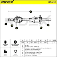RIDEX 13D0132 Aandrijfas