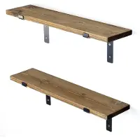 Kalune Design Wandplank Lamar | hout bruin 60x16x14 cm wandplanken en -haken | NADUVI