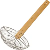 Dexam Metal Wok Strainer - traditionele wokzeef - vogelnestzeef - 38 cm - met bamboe handvat