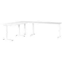Germania Hoogteverstelbaar Hoekbureau Metaal, spaanplaat Wit C-Voet 2,400 x 2,000 x 910 mm