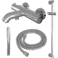 Brauer Chrome Edition thermostatische badkraan met glijstang en staafhanddouche chroom