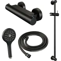 Brauer Black Edition thermostatische doucheset met glijstang en 3 standen handdouche zwart mat