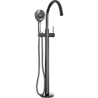 Brauer Gunmetal Carving vrijstaande badmengkraan met 3 standen handdouche gunmetal geborsteld PVD