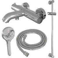 Brauer Chrome Edition thermostatische badkraan met glijstang en 3 standen handdouche chroom