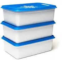 Amuse Alaska diepvriesdozen - 3x2000ml - Diepvries vershousbakjes - Stapelbare bewaarbakjes - BPA-vrij - Microgolfoven veilig - Wit&Blauw
