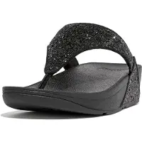 FitFlop Lulu Glitter Toe-Thongs PU Glitter Dames Slippers - Zwart Glitter