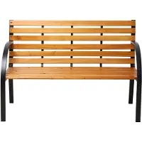 Axi Otis Tuinbank van hout in bruin | Tuinbankje met metalen frame voor 2 personen | Buitenbank met rugleuning | 122x60x83 cm