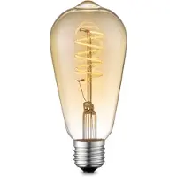 Home Sweet Home Edison Vintage LED filament lichtbron Drop - Amber - ST64 Spiraal - Retro LED lamp - 6.4/6.4/14cm - geschikt voor E27 fitting - Dimbaar - 4W 280lm 2700K - warm wit licht