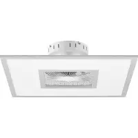 LINDBY LED plafondventilator Romea, hoekig, DC, stil, 60 cm dimbaar, alu / grijs / zink, Woon-/ Eetkamer, Kunststof, Modern