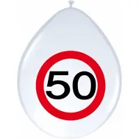 Folat Ballonnen 50 jaar - 16x - 30 cm - verkeersbord - versiering Sarah/Abraham - feestversiering verjaardag