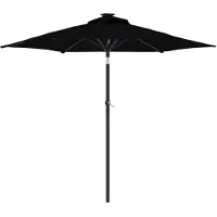 vidaXL Parasol met LED's en stalen paal 225x225x212 cm zwart