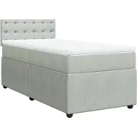 vidaXL Boxspring met matras fluweel lichtgrijs 90x200 cm
